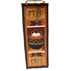 African Hand Painted Batik Wall Hanging 52”L x 19.5W